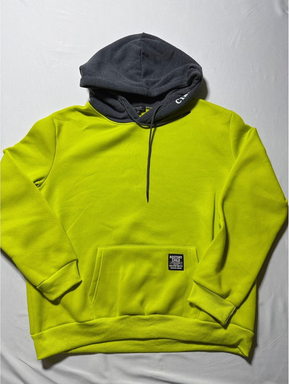 Kivenet Classic Two-Tone Hoodie in Neon Yellow & Charcoal XL